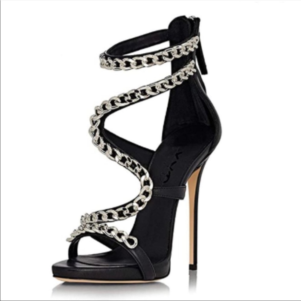 🔥 Sale ~ XYD Metal Chain Strappy Heels Sandals ~ size 8